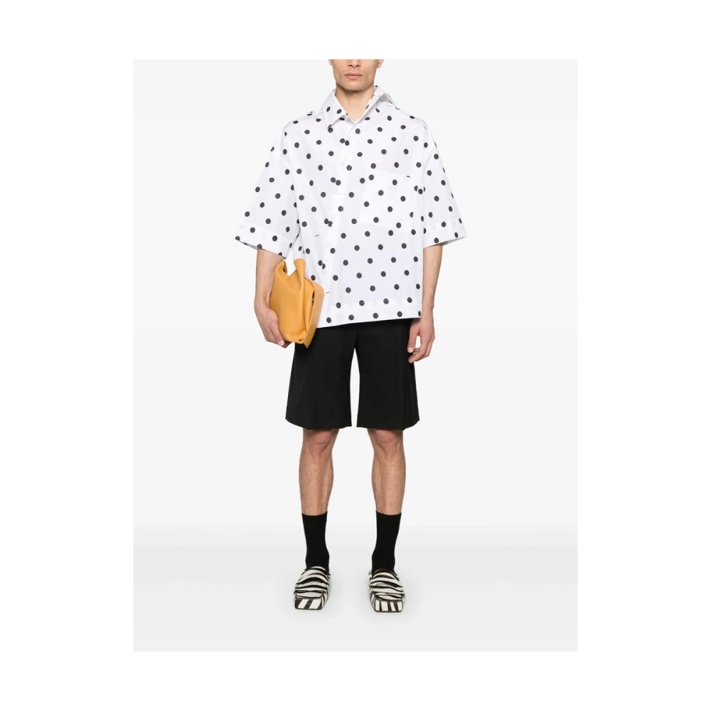Jacquemus Witte Polka Dot Overhemd Korte Mouwen Multicolor Heren
