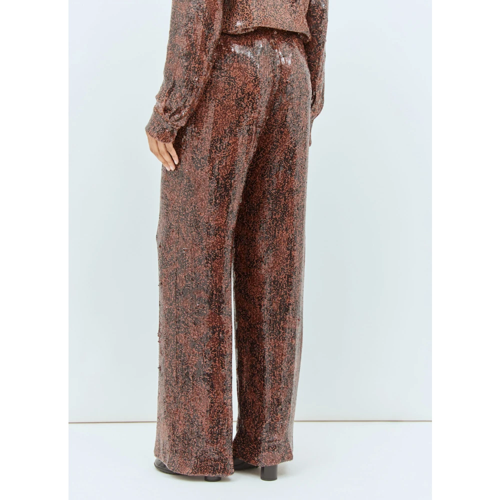 Dries Van Noten Paillet Wijde Pijp Trekkoordbroek Red Dames