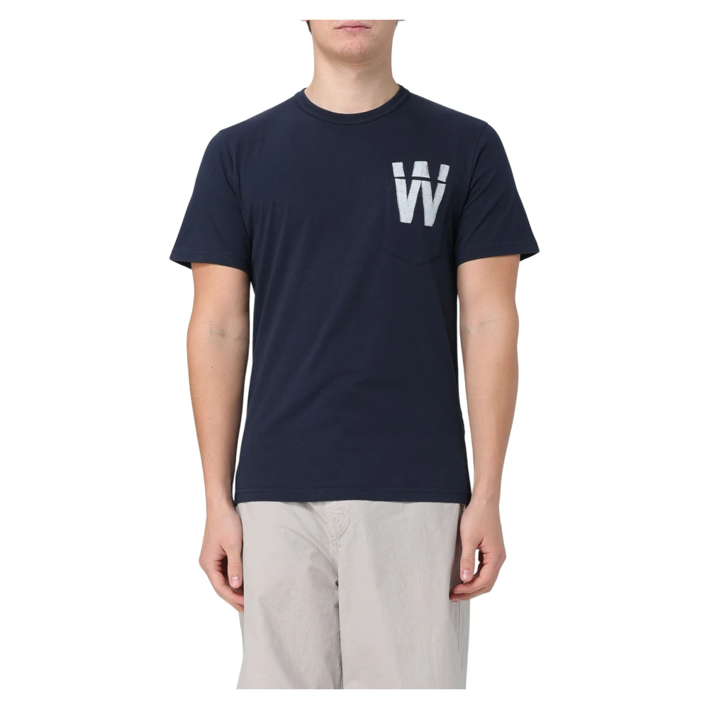 Woolrich Vlag T-Shirt Stijlvol Ontwerp Blue Heren