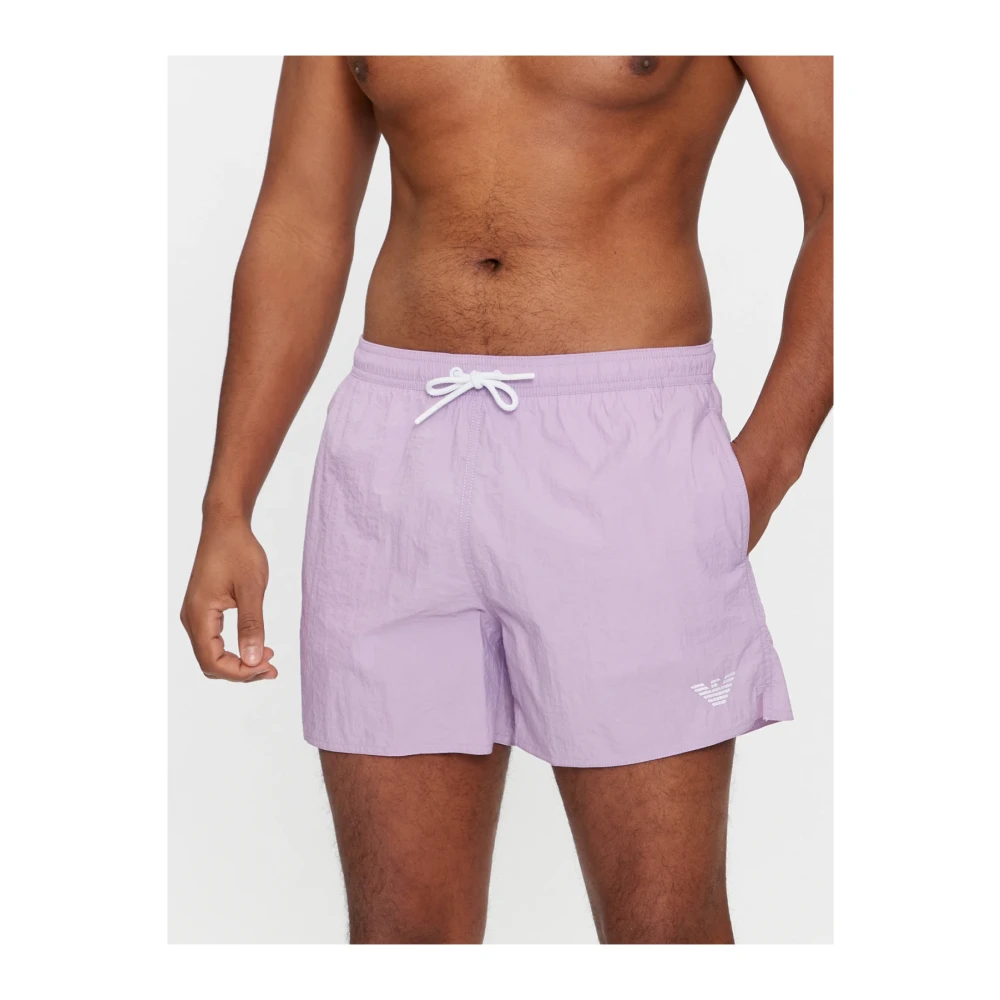 Emporio Armani Geborduurde logo zwemshorts Roze Purple Heren