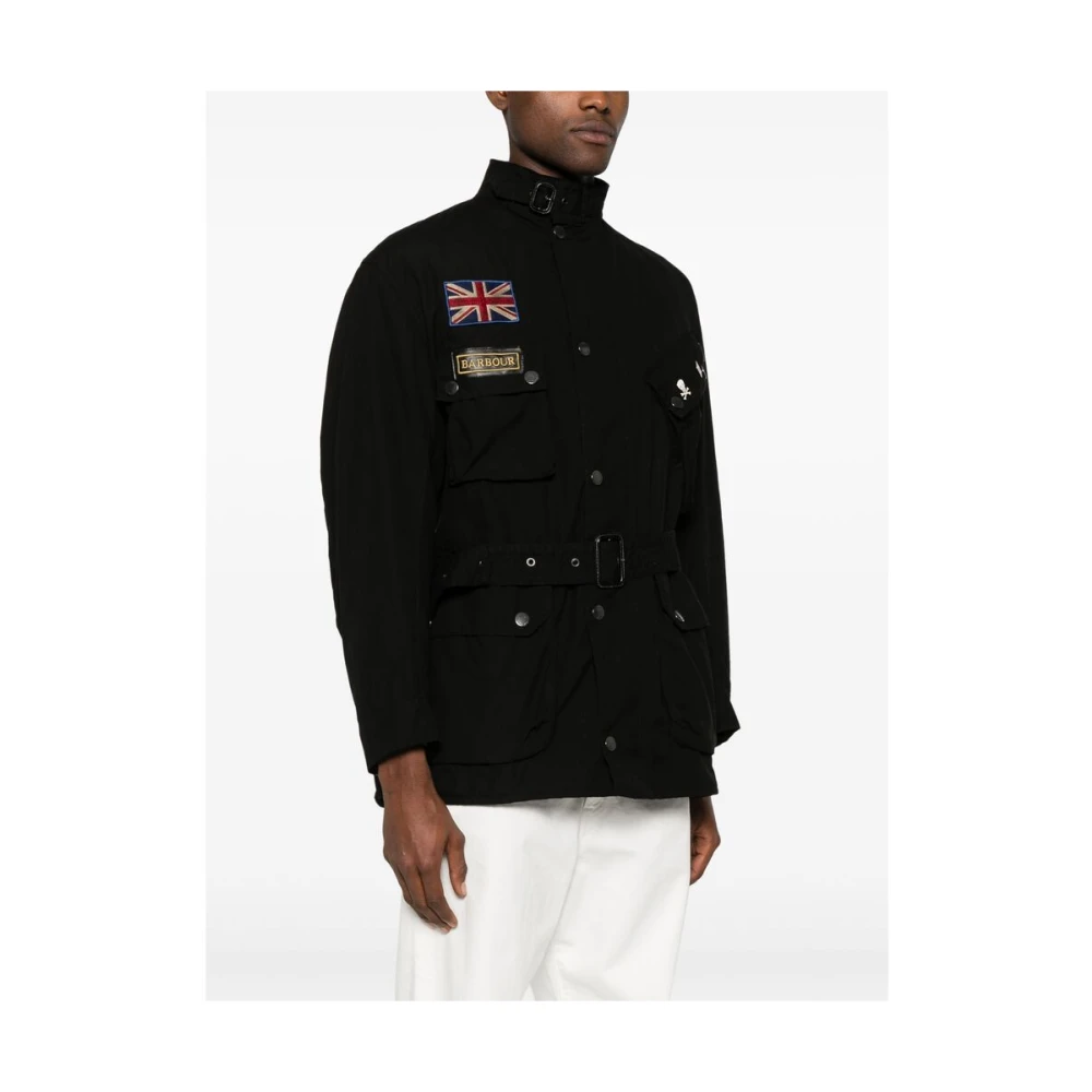 Barbour Buckle-Collar Zip Front Outerwear Black Heren