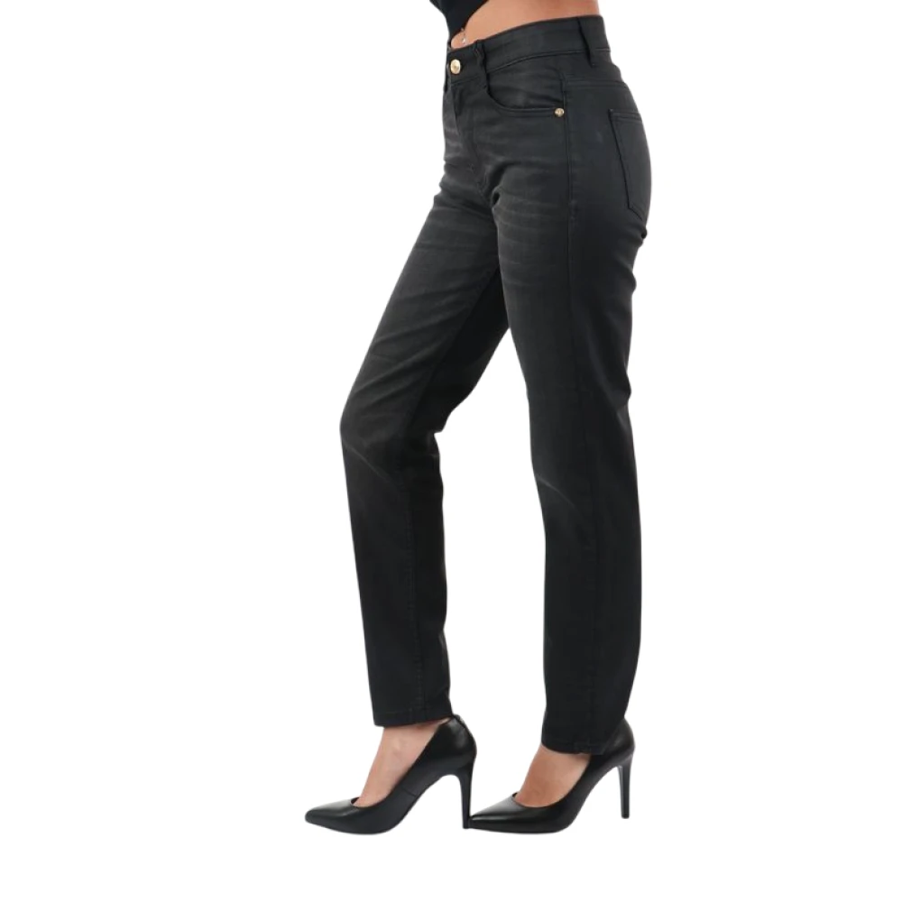 Just Cavalli Zwarte Katoenen Hars Gecoate Slim Jeans Black Dames