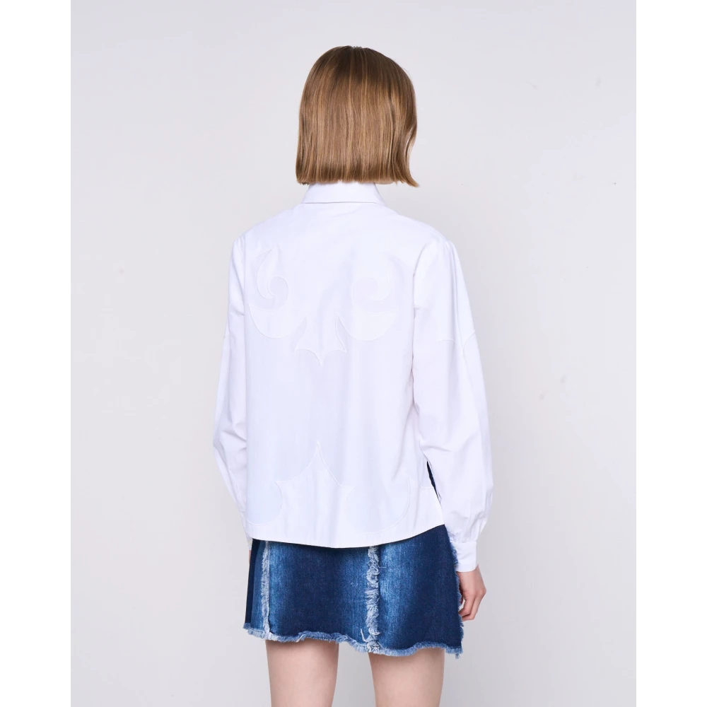 Silvian Heach Geborduurd Overhemd Puntkraag Lange Mouw White Dames