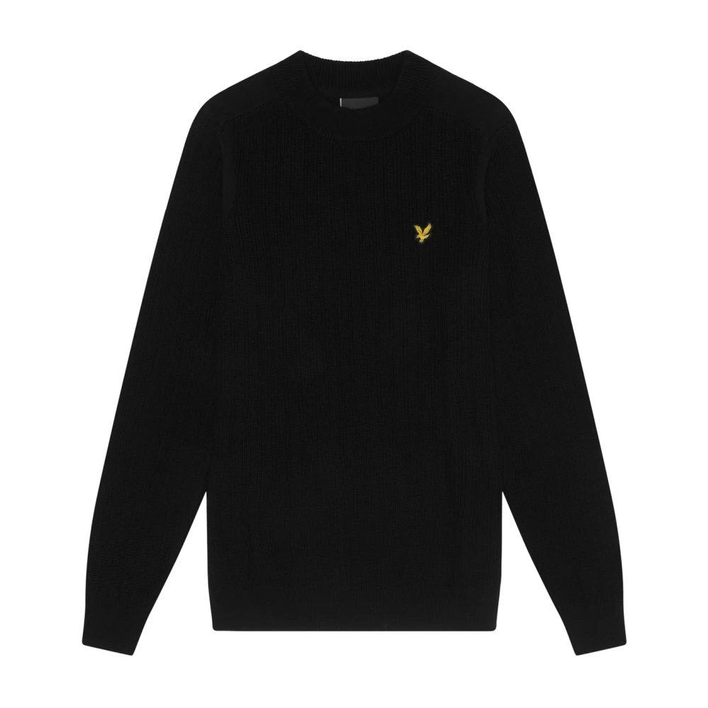 Lyle & Scott Gebreide Ribbel Mock Hals Trui Black Heren