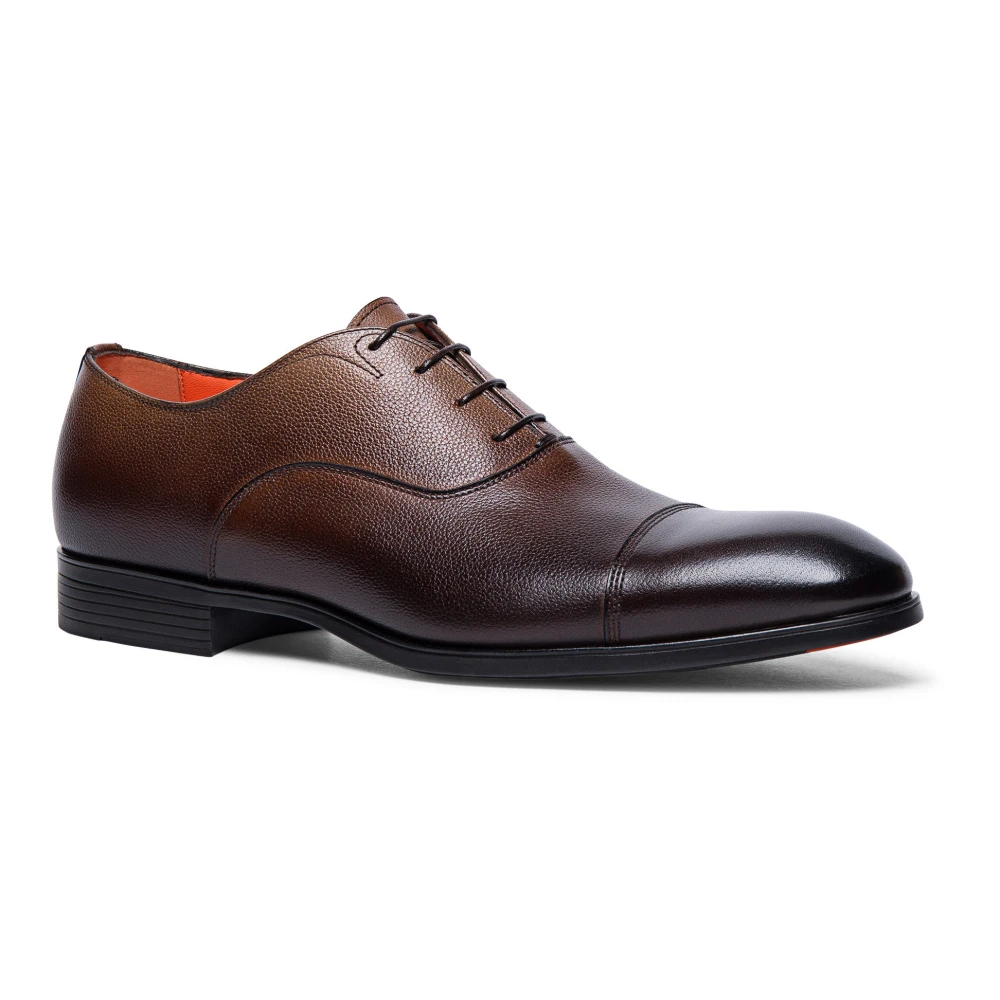 Santoni Klassiska Läder Oxford Skor Brown, Herr