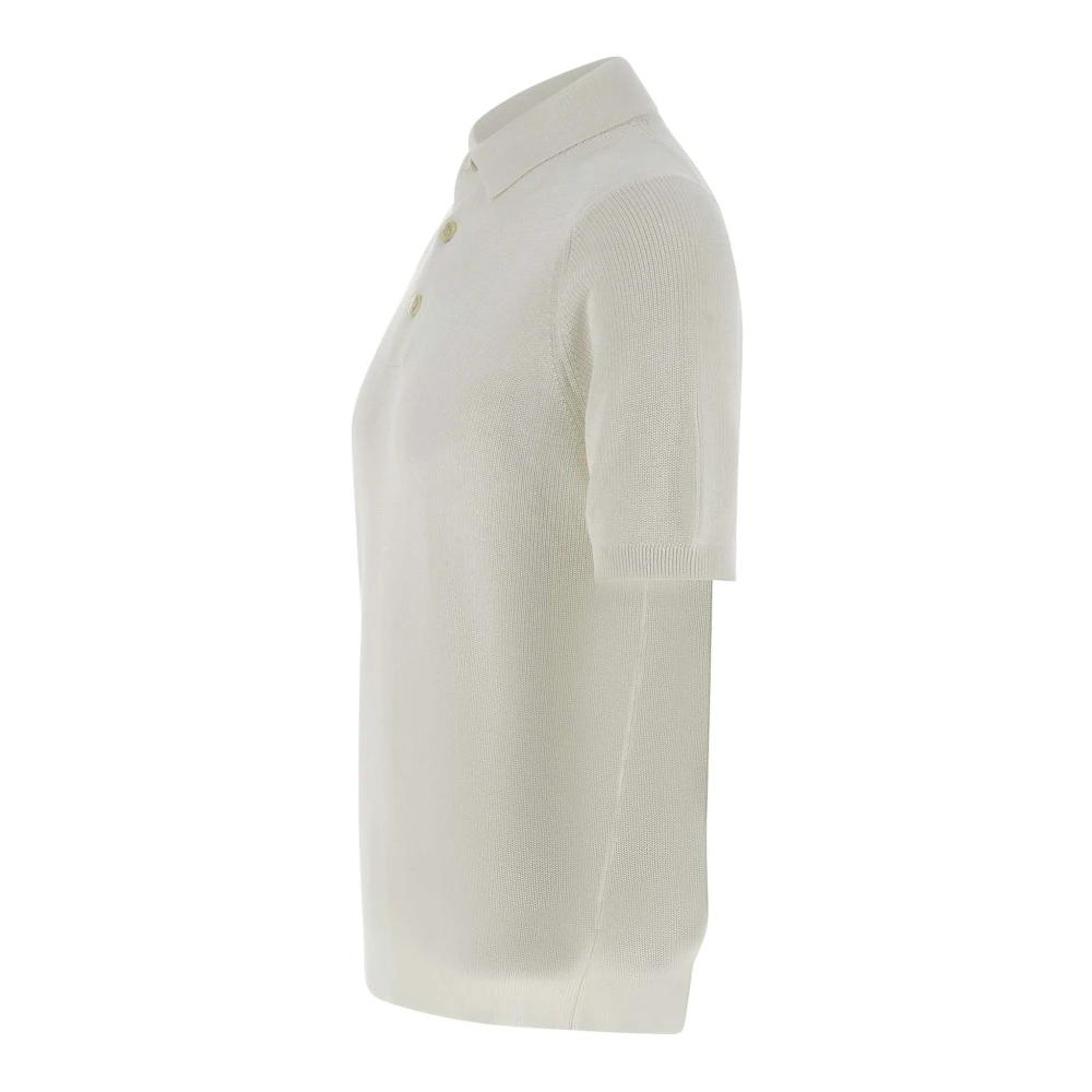 Filippo De Laurentiis Katoenen Crepe Poloshirt Wit White Heren