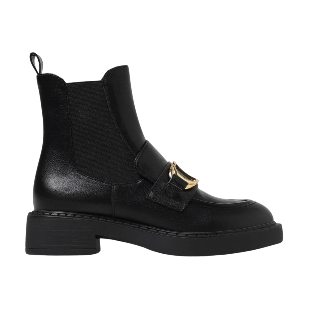 Twinset Chunky Heel Gold Buckle Enkellaarsjes