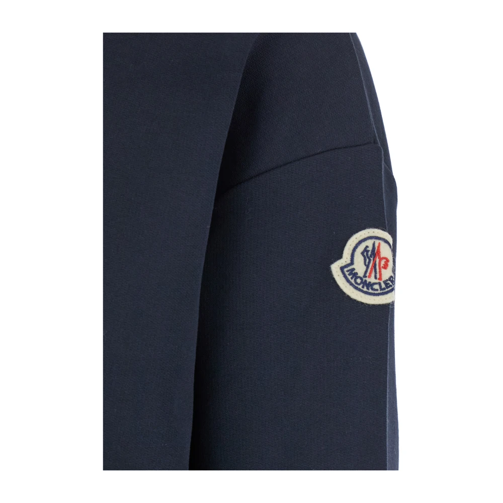 Moncler Blauwe Crewneck Sweatshirt met Logo Print Blue Dames