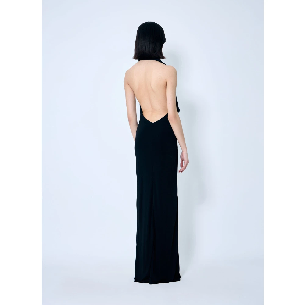 Khaite Slinky Jersey Asymmetrische Halslijn Jurk Black Dames
