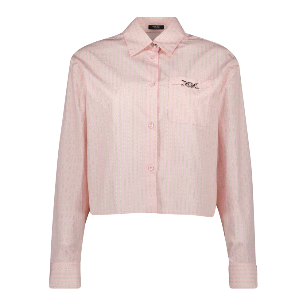 Versace Kettingprint Lange Mouw Shirt Pink Dames