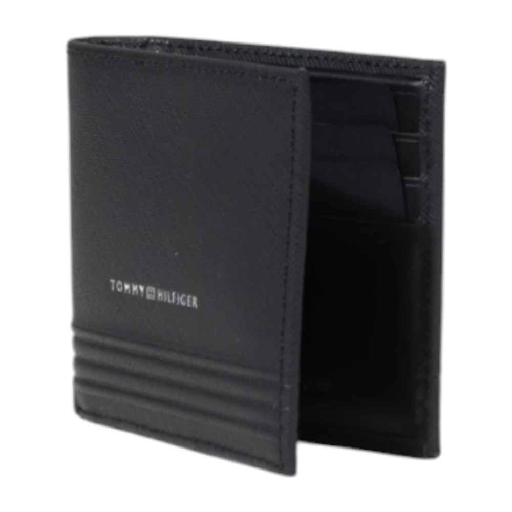 Tommy Hilfiger Klassieke Leren Portemonnee met Zakken Black Heren