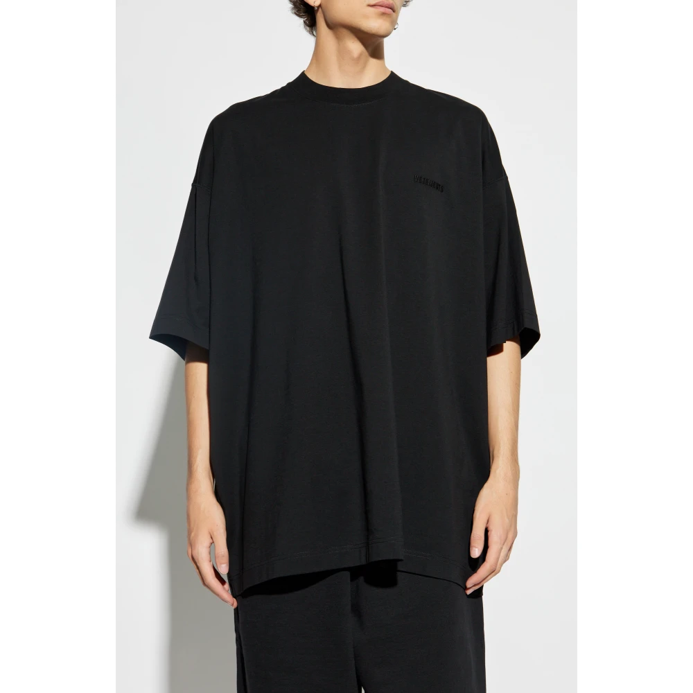 Vetements T-shirt met geborduurd logo Black Heren
