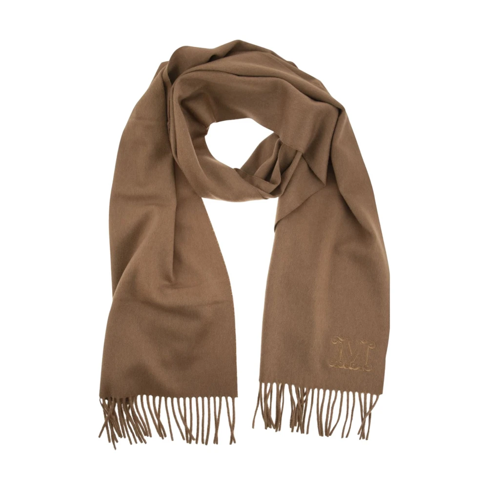 Max Mara Lyxigt Cashmere Halsduk med Fransar Brown, Dam