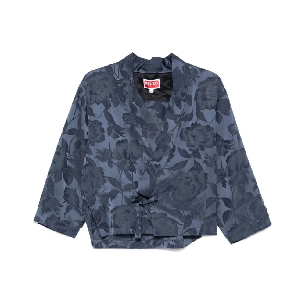 Kenzo Blauwe V-hals Jurk met Strik Blue Dames