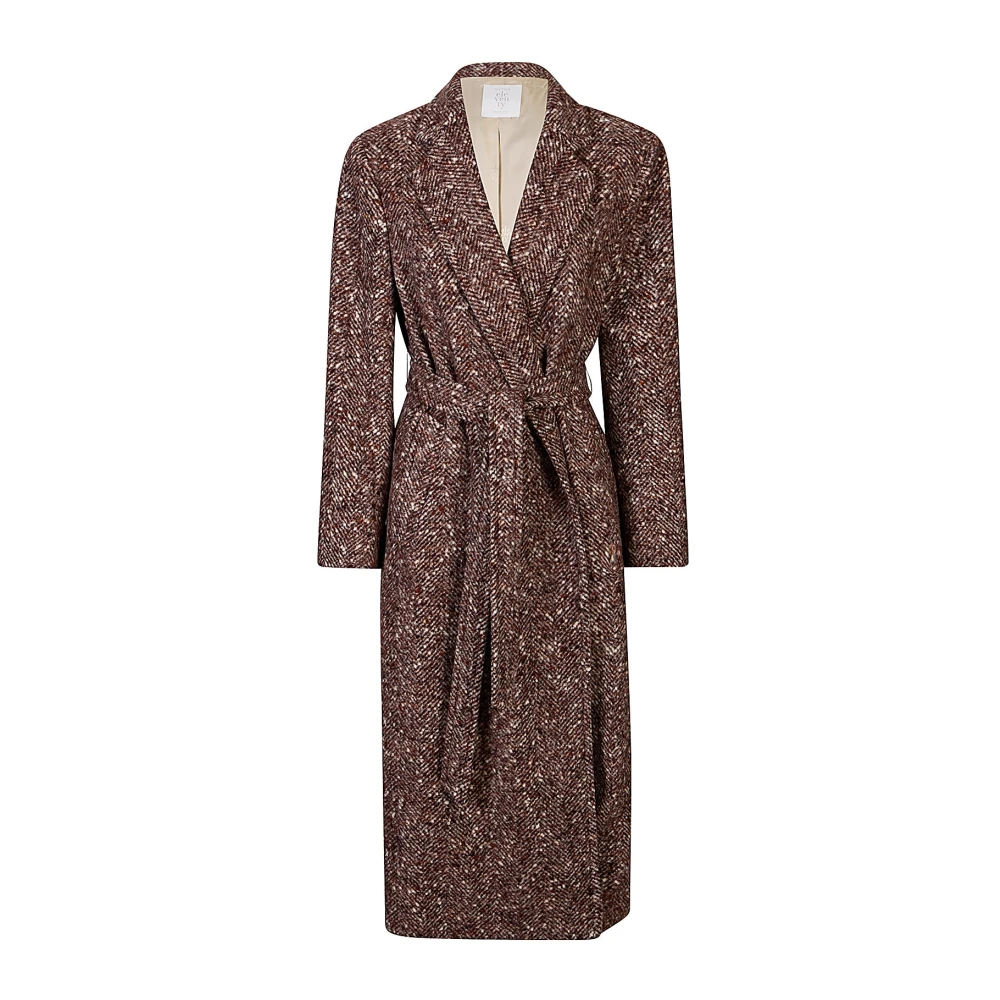 Eleventy Kvinno Brun Kappor & Rockar Dam, Xs, Cappotto Lungo Con Cintura
