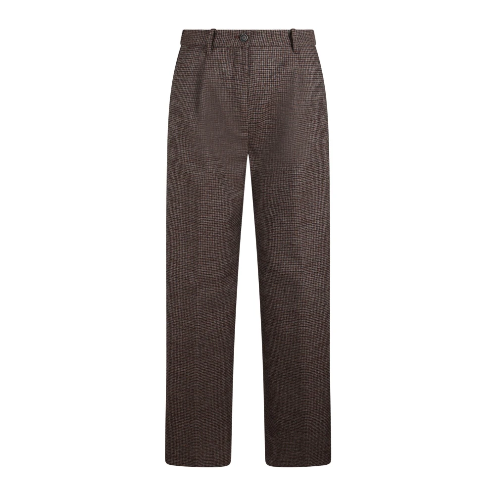 Nine In The Morning Houndstooth Wollen Broek Brown Dames