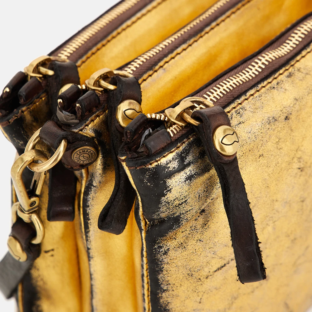 Campomaggi Gouden leren clutch met drie compartimenten Yellow Dames