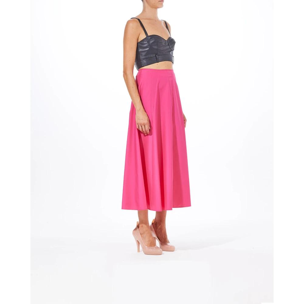 Moschino Fuchsia Taffeta Lange Rok Pink Dames