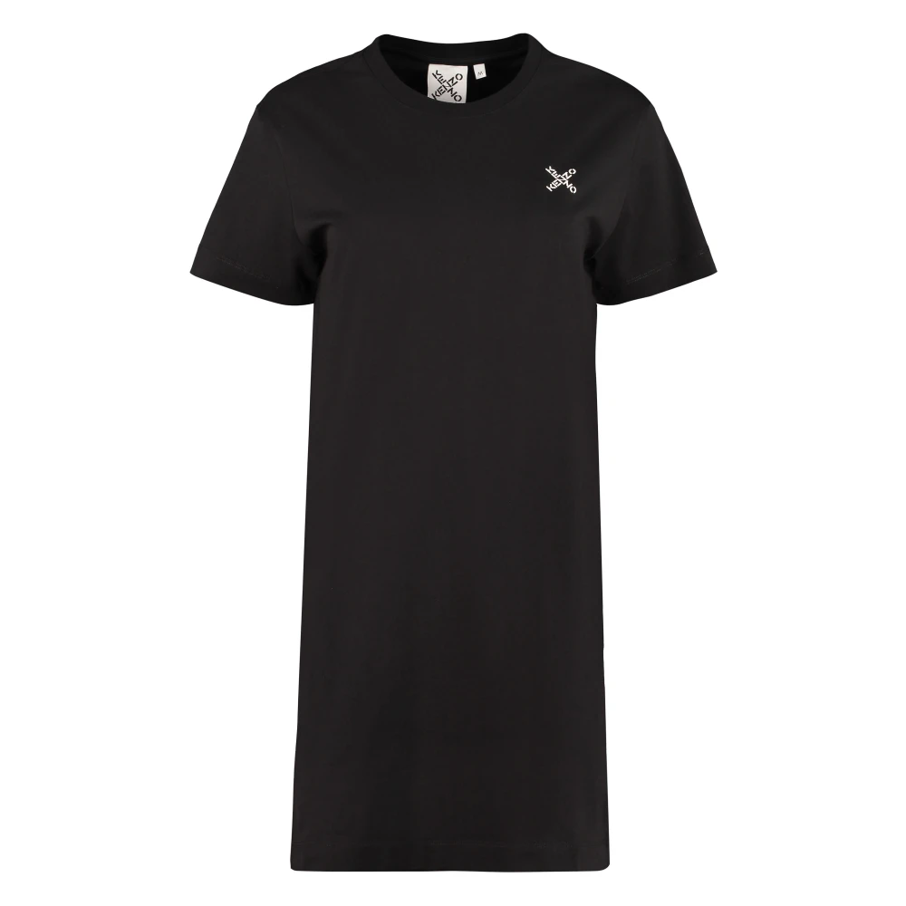 Kenzo Katoenen Asymmetrische Zoom T-shirt Jurk Black Dames