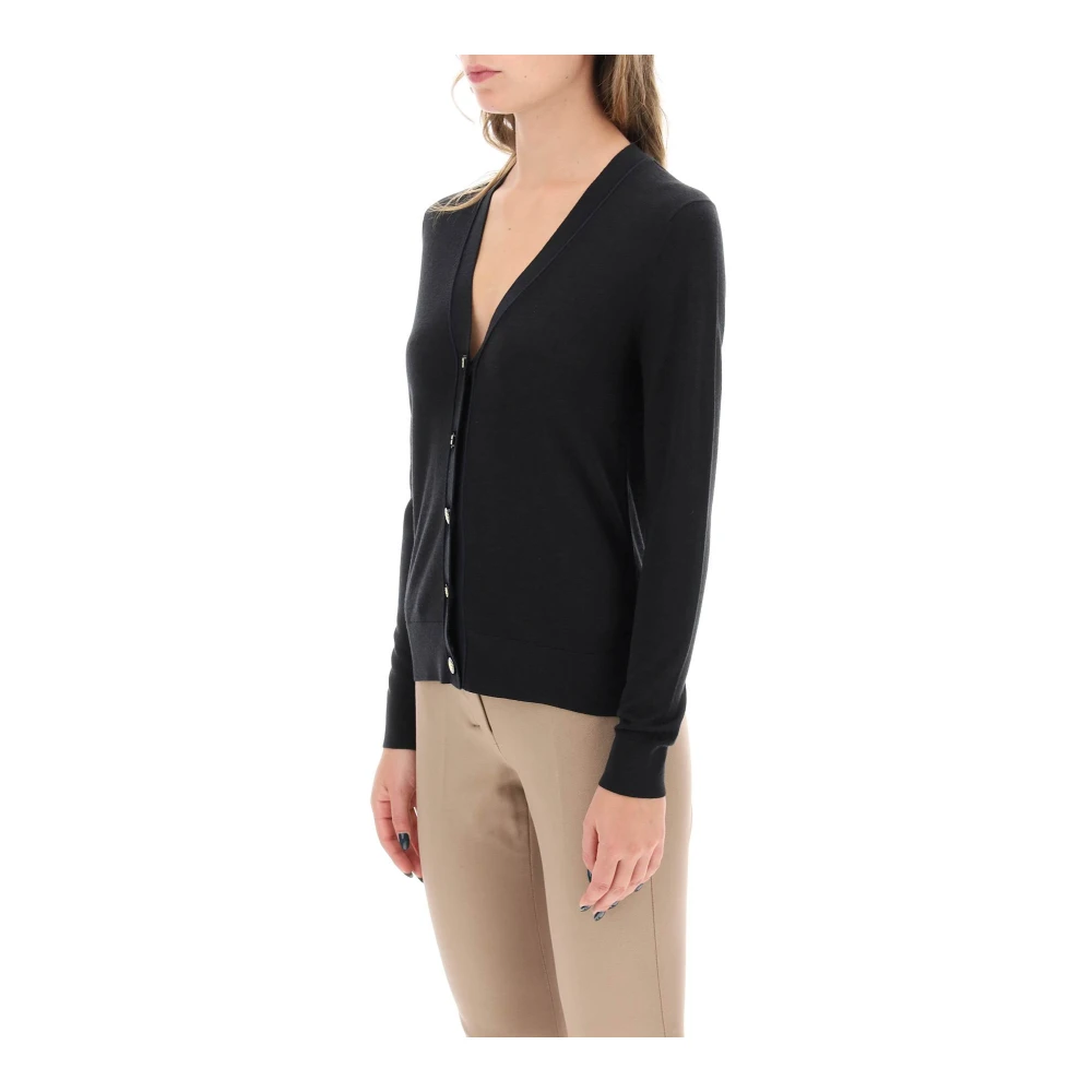 TORY BURCH Simone Wol Zijde Vest V-Hals Black Dames