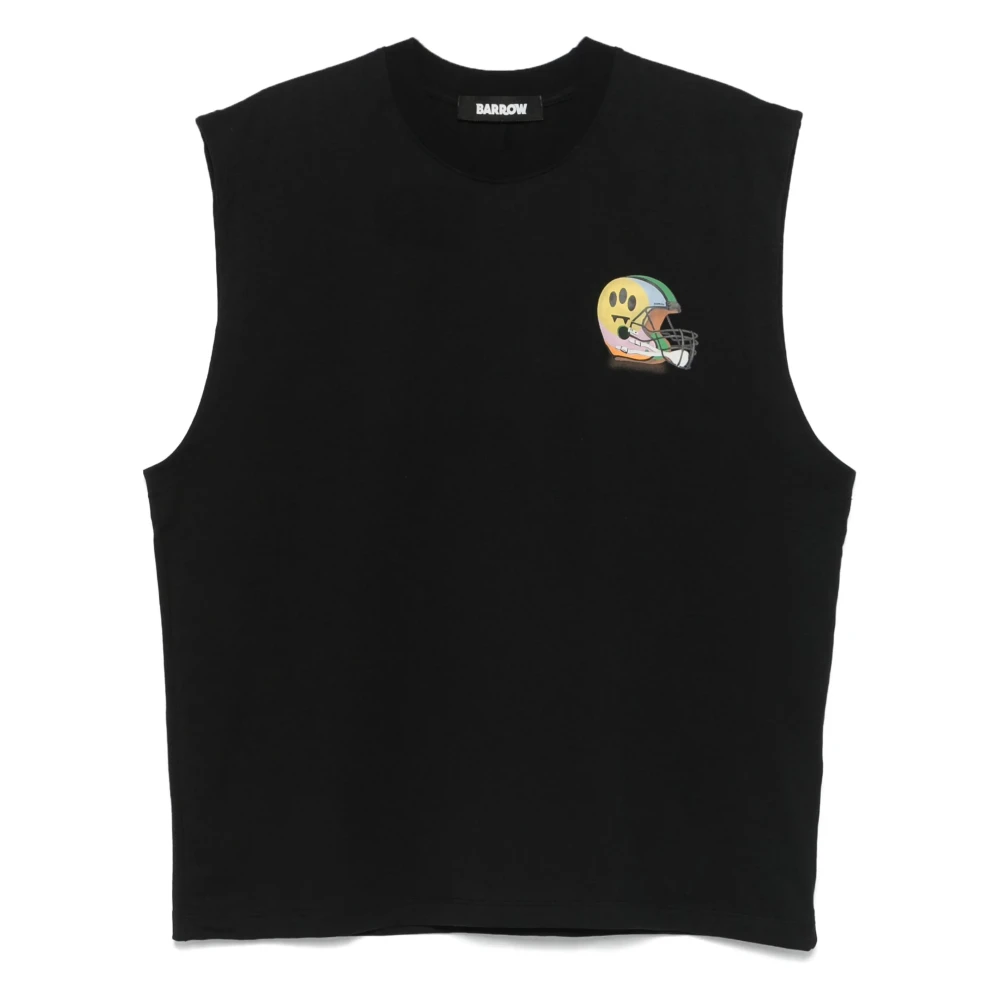 Barrow Mouwloze katoenen T-shirt met ronde hals Black Heren
