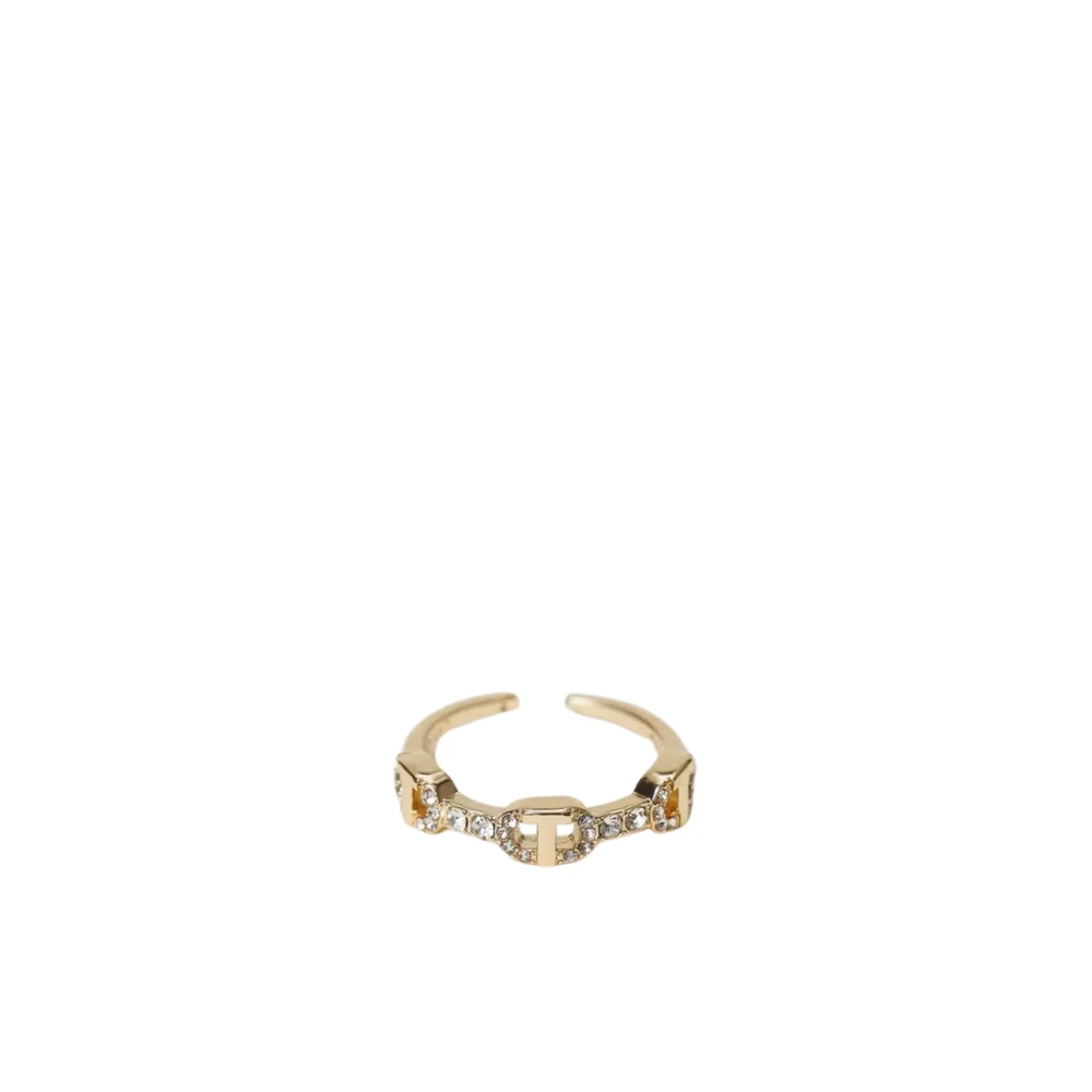 Twinset Gyllene Kristall Oval T Ring Yellow, Dam