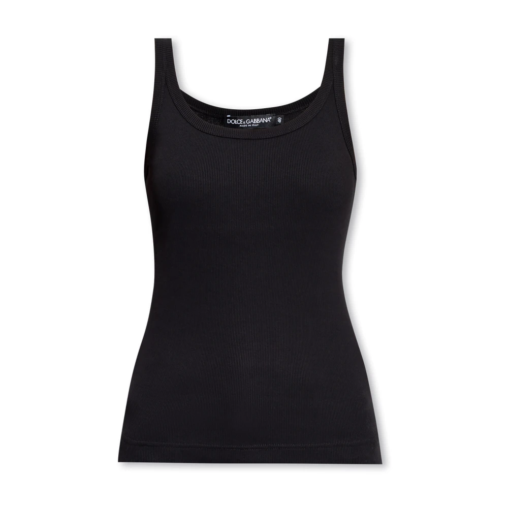 Dolce & Gabbana Women's Black Ribbed Top - Sleeveless Tops - L - Tops