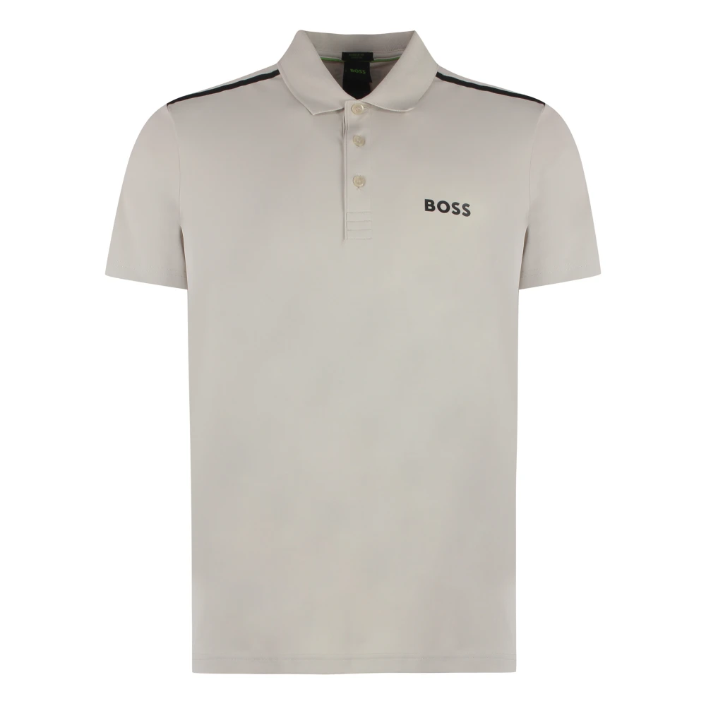 Hugo Boss Gebreide korte mouw polo shirt Beige Heren