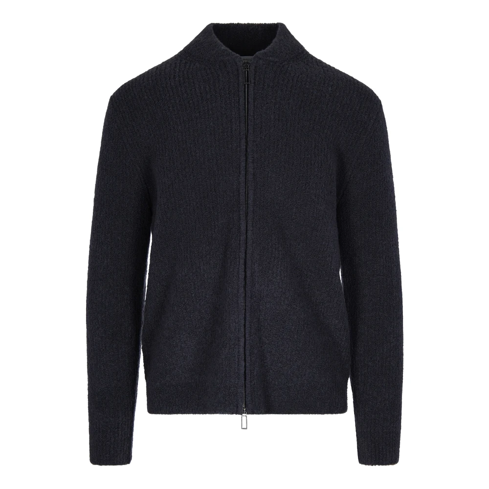 Paolo Pecora Men's Black Cardigans, L, Wool Blend Jumper