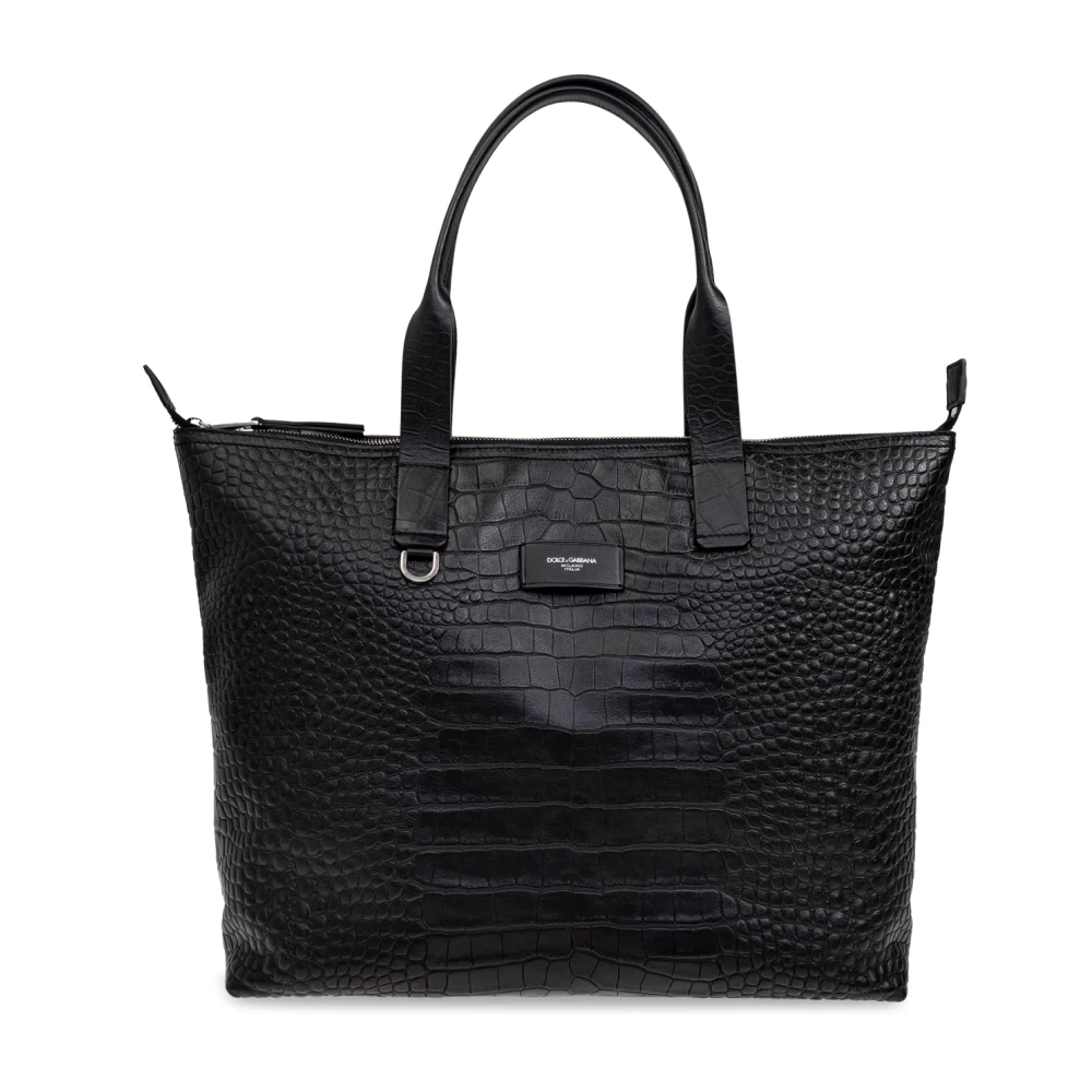 Dolce & Gabbana Leren shopper tas Black Heren