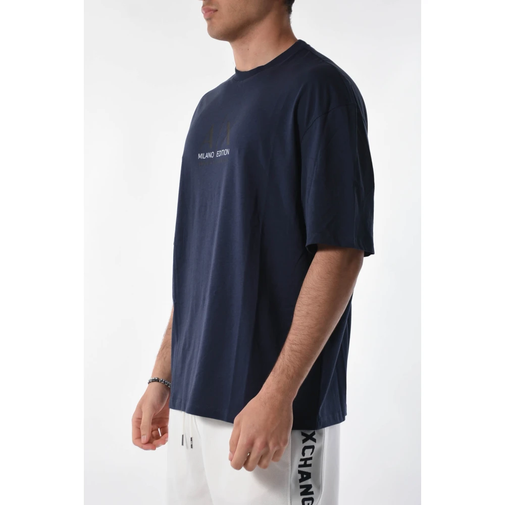 Armani Exchange Katoenen T-shirt met frontlogo Blue Heren