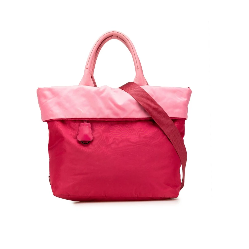 Prada Vintage Women's Red Pre-Owned Nylon Tote Bag