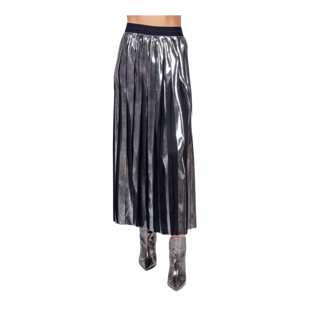 Msgm Metallic Geplooide Rok in Zilver Gray Dames