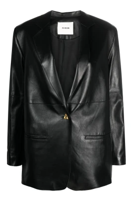 Svart Läder Casual Blazer