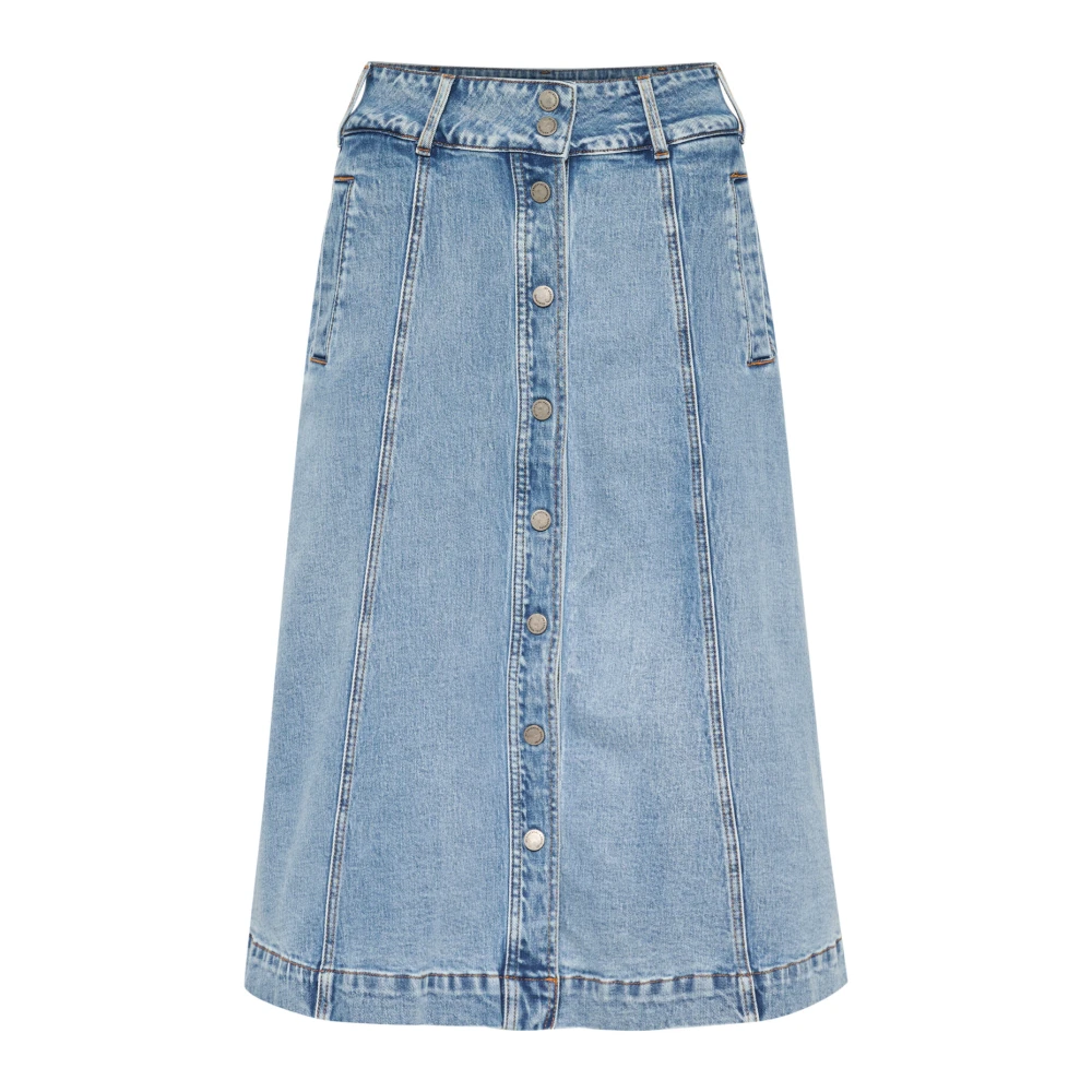My Essential Wardrobe Lichtblauwe Retro Wassing Denim Rok Blue Dames