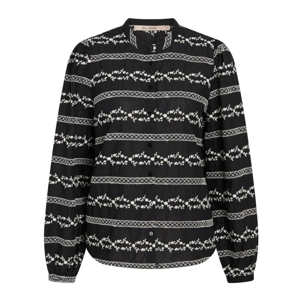 RUE de Femme Helena Shirt met Ballonmouwen Zwart Black Dames