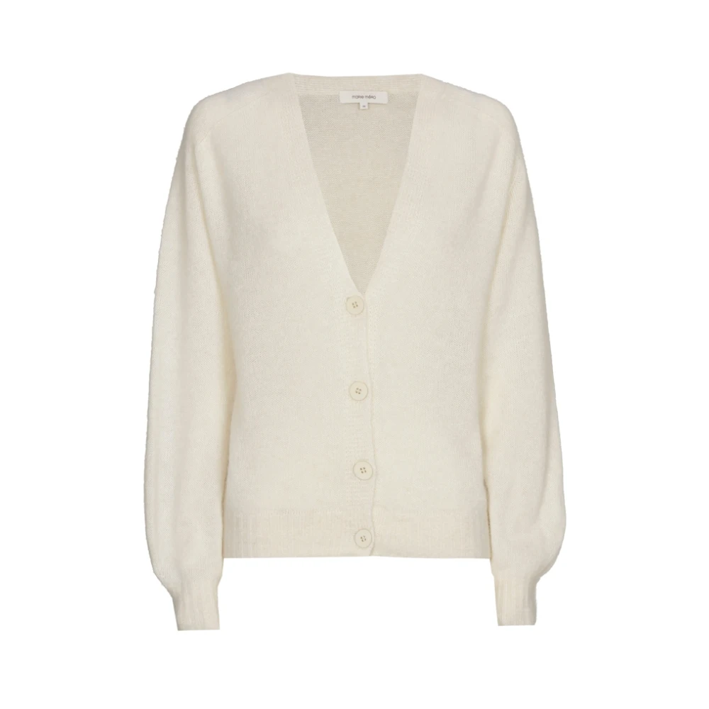 Marie Méro Alpaca V-Neck Cardigan White, Dam