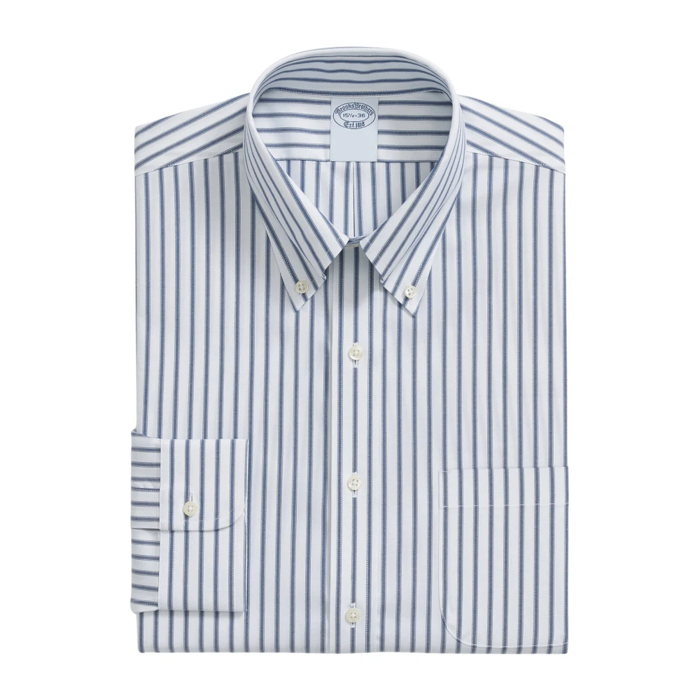 Brooks Brothers Gestreept Slim Fit Overhemd van Katoen met Knoop-Down Kraag Blue Heren