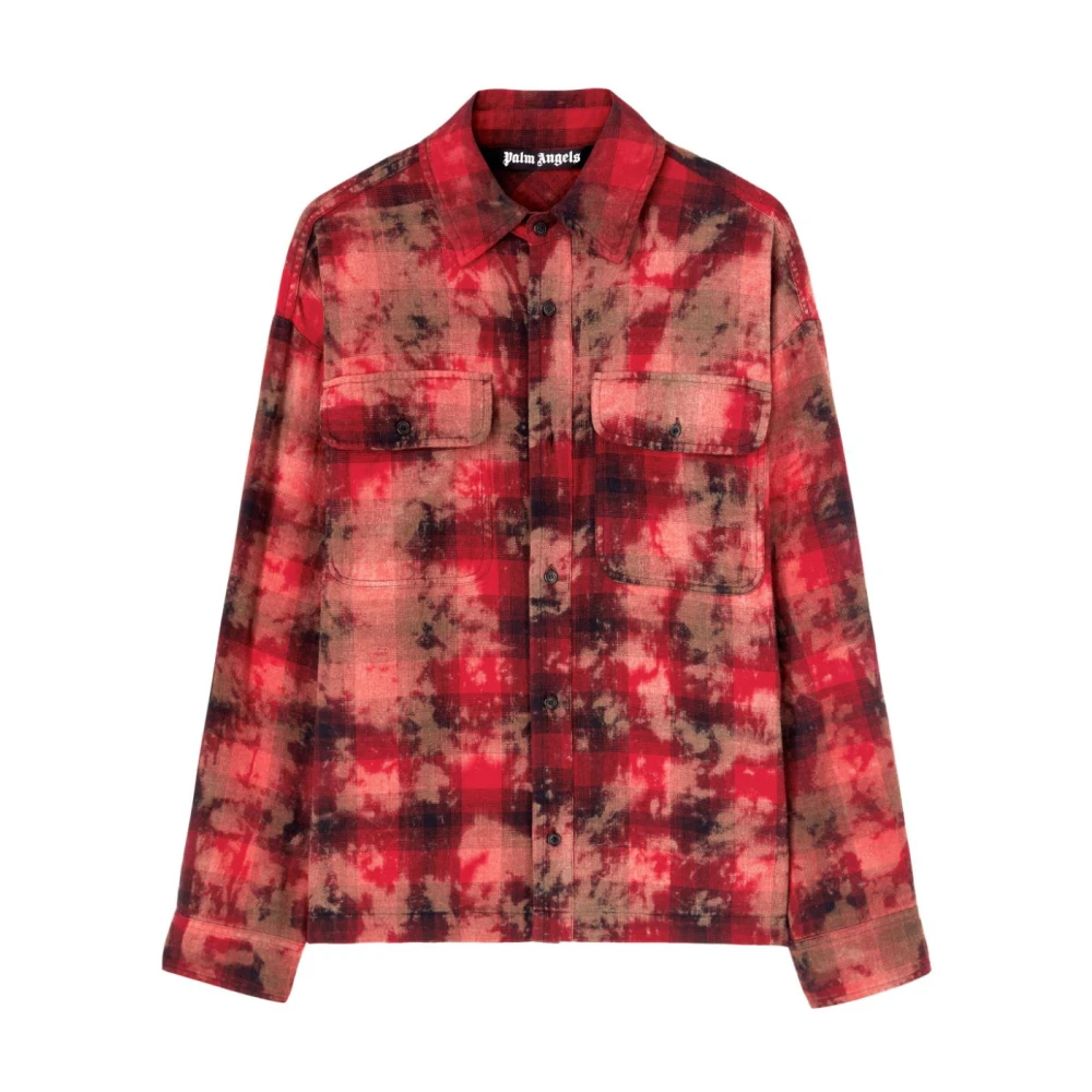 Palm Angels Geruite Shirt met Logo Print Red Heren