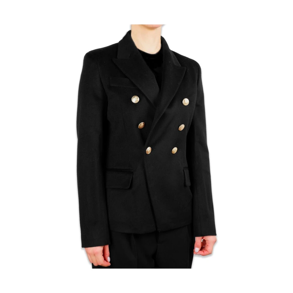 Made in Italia Zwarte wollen pak jasje met gouden knopen Black Dames