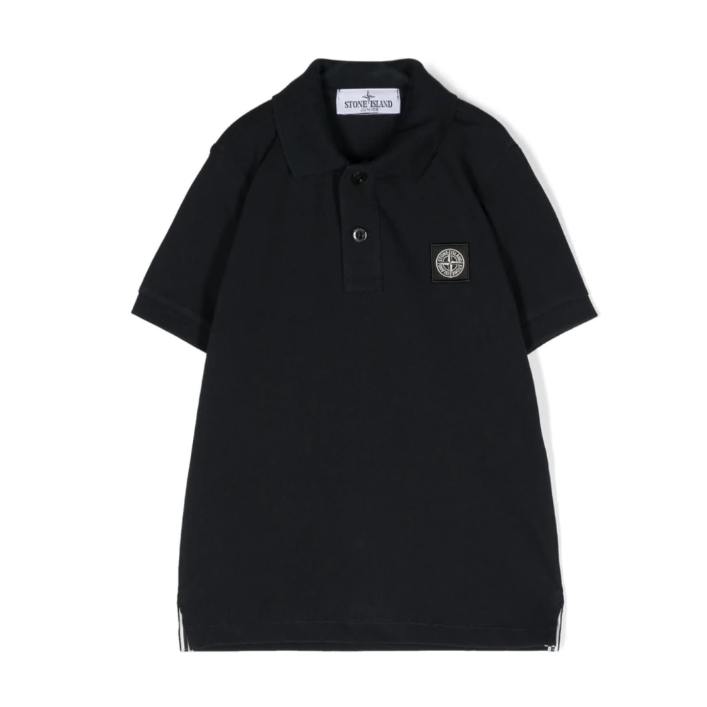 Stone Island Blått Polo Skjorta med Logo Patch Blue, Pojke