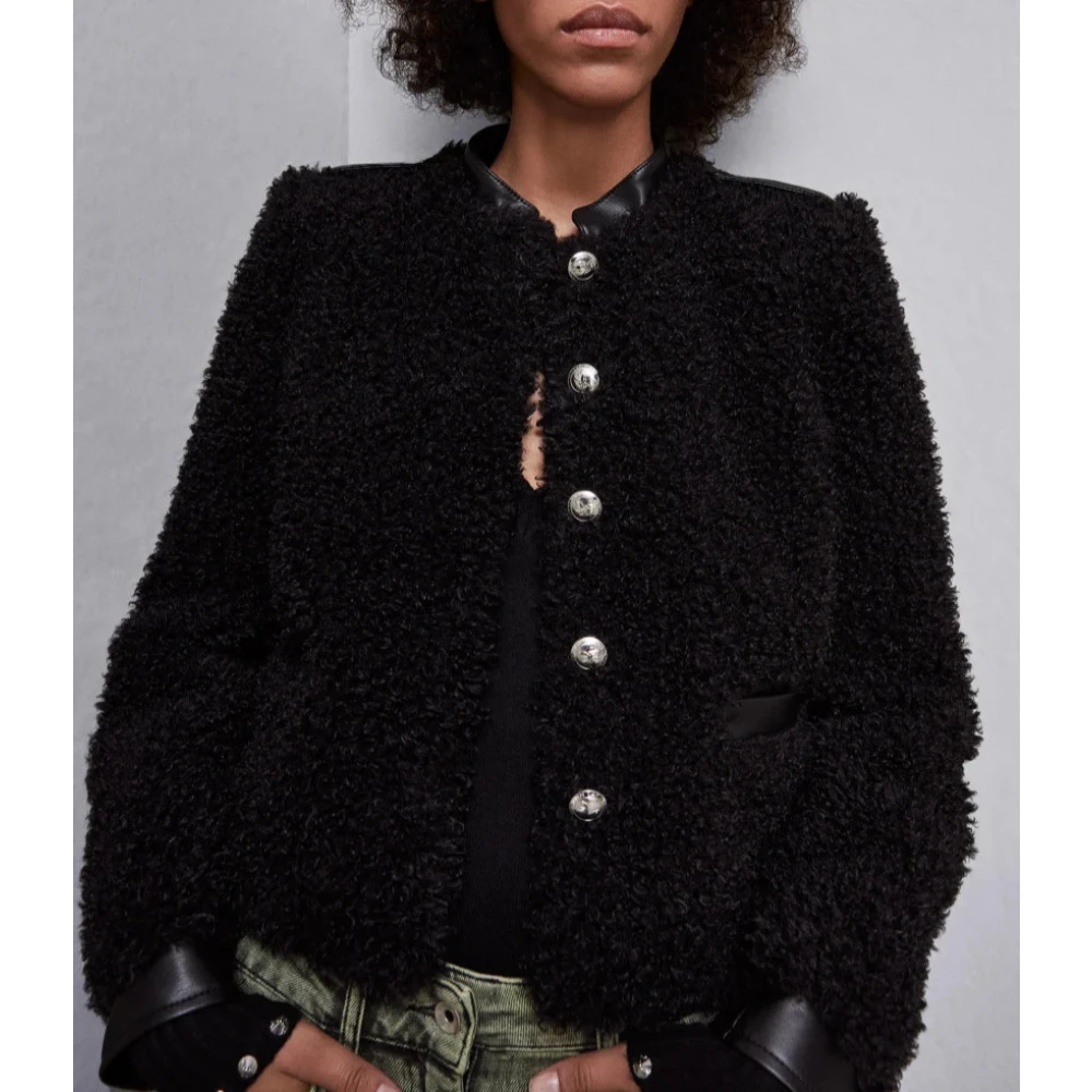 PATRIZIA PEPE Slim Fit Stoffen Jas Stijl 2O0142E054 Black Dames