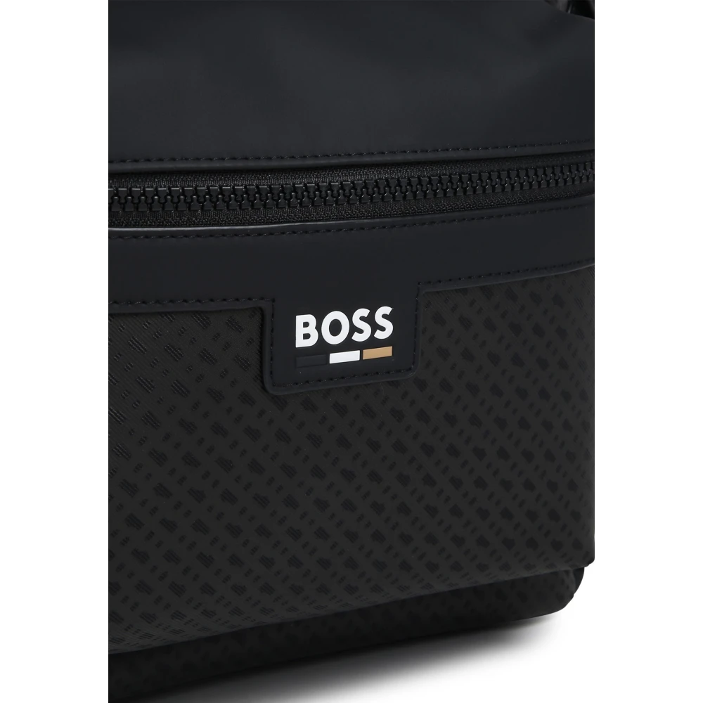 Hugo Boss Monogram rugzak met driekleurige print Black Unisex