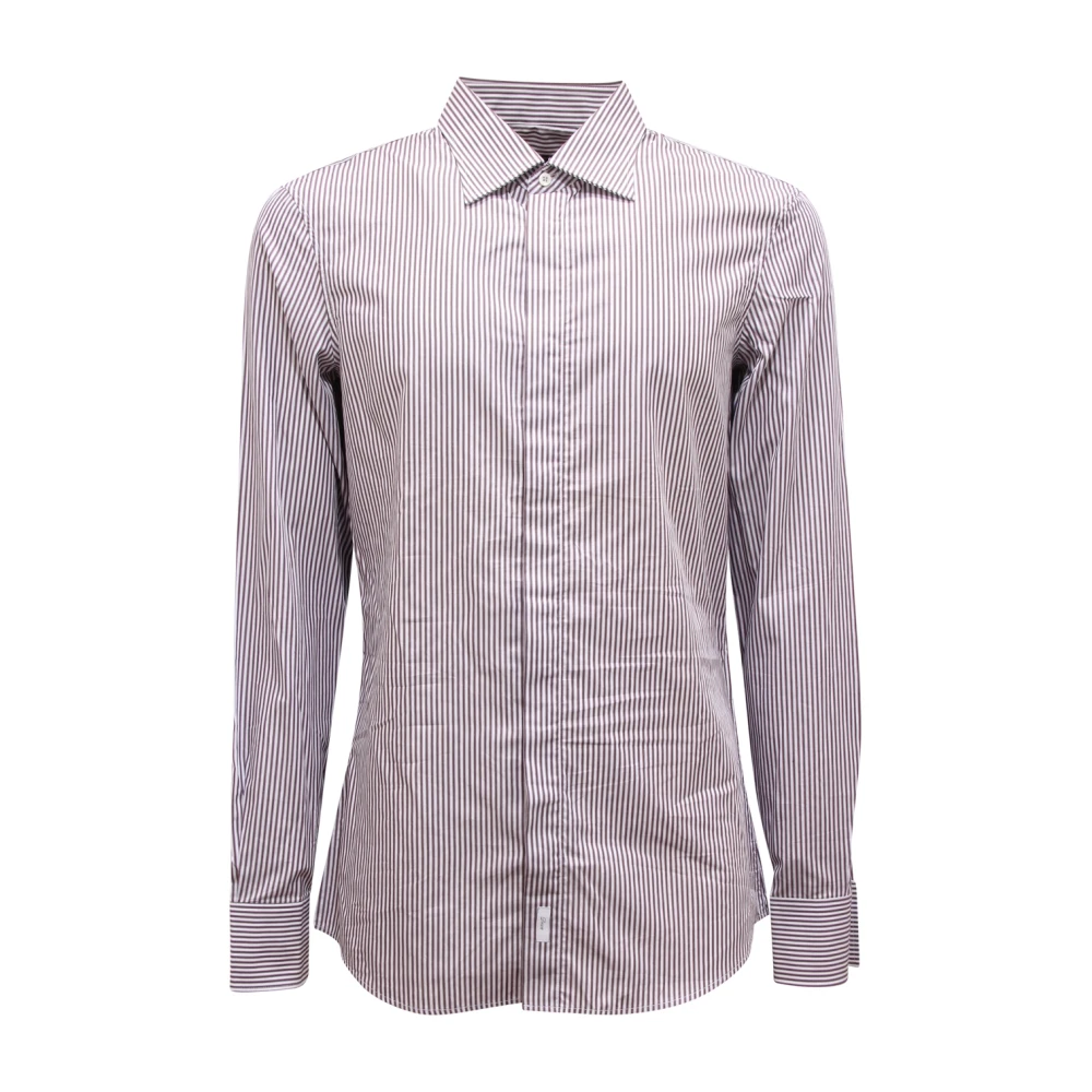 Dsquared2 Men's Brown Casual Shirts, M, Striped Shirt Made In Italy