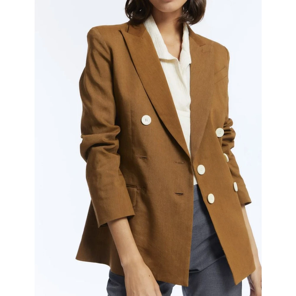Ines De La Fressange Paris Ezio jas in bruin linnen Brown Dames
