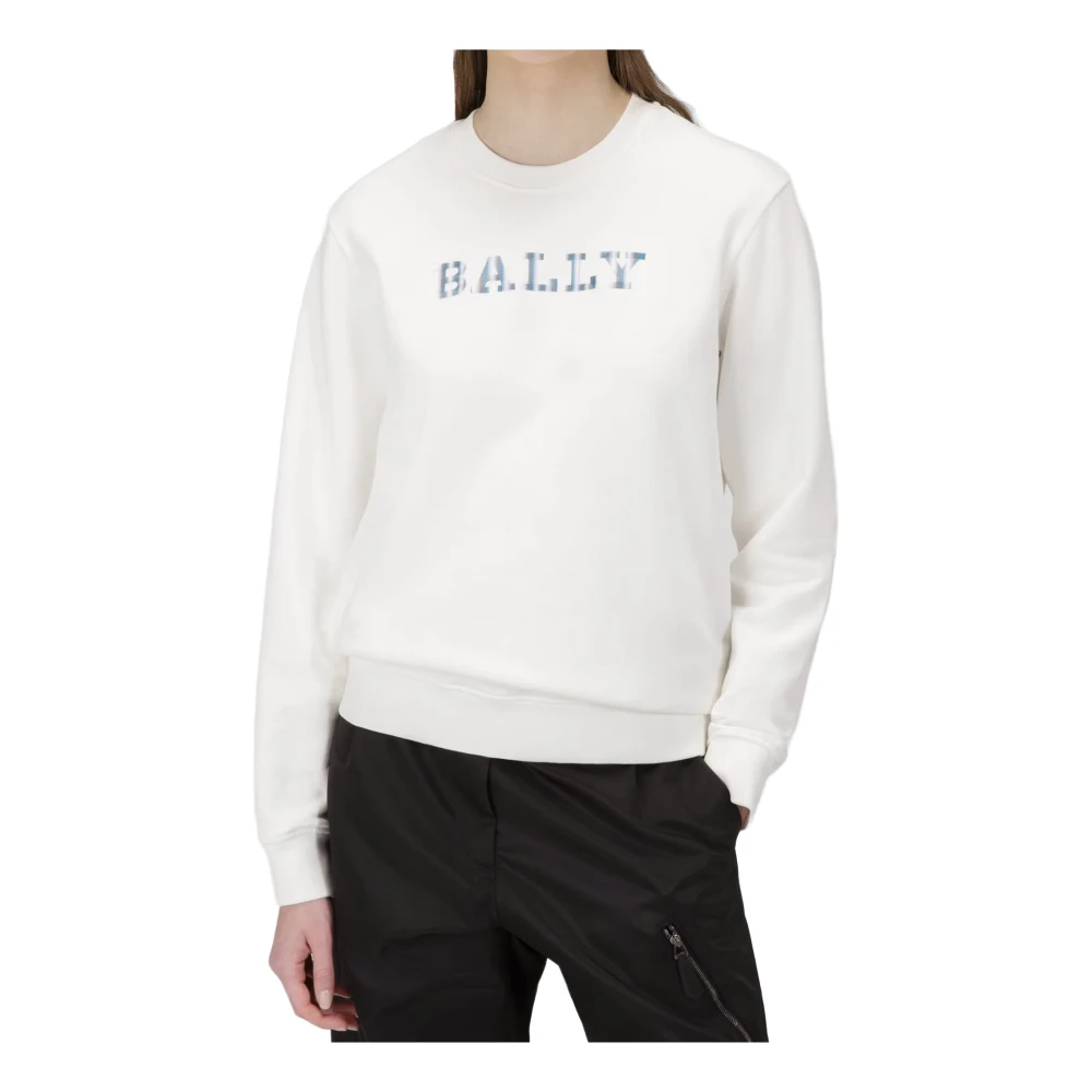 Bally Logo Crewneck Sweatshirt White Dames