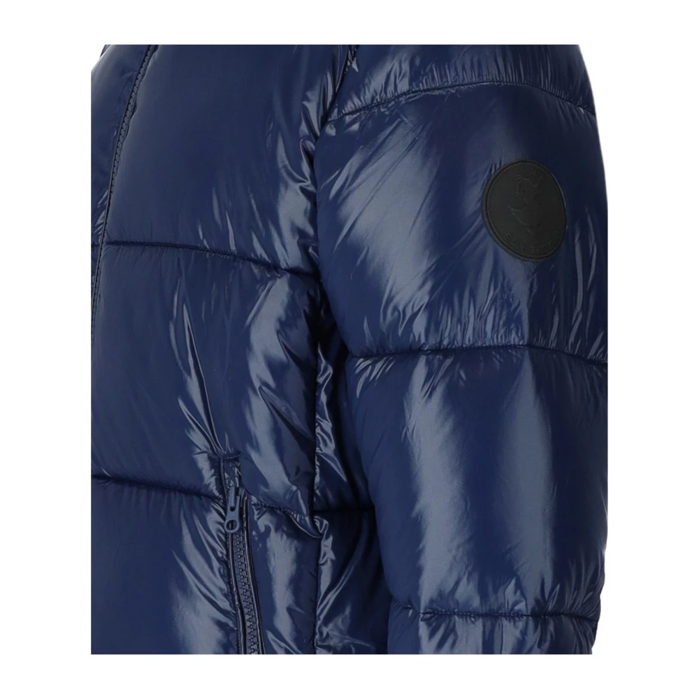 Save The Duck Blauwe Gewatteerde Hoodie Jas Blue Heren