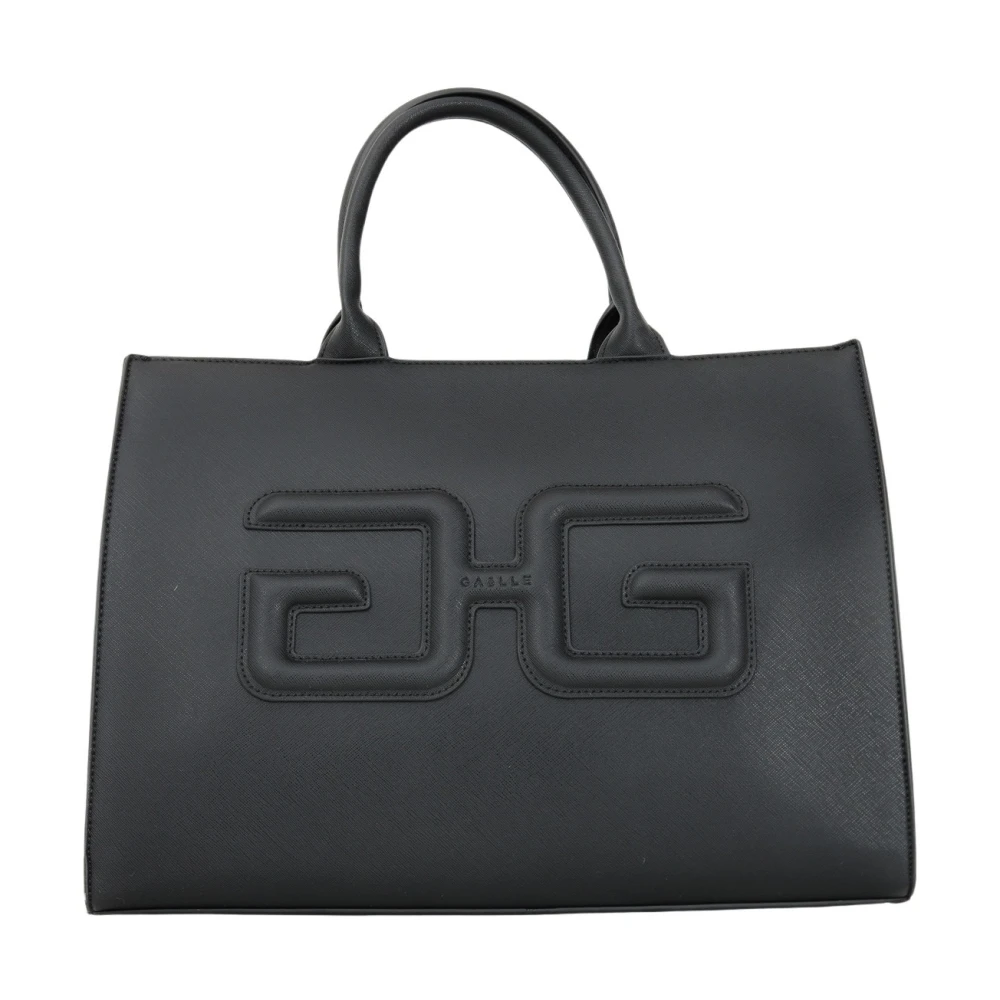 Gaëlle Paris Svart Shopper Väska med Gyllene Dragkedja Black, Dam