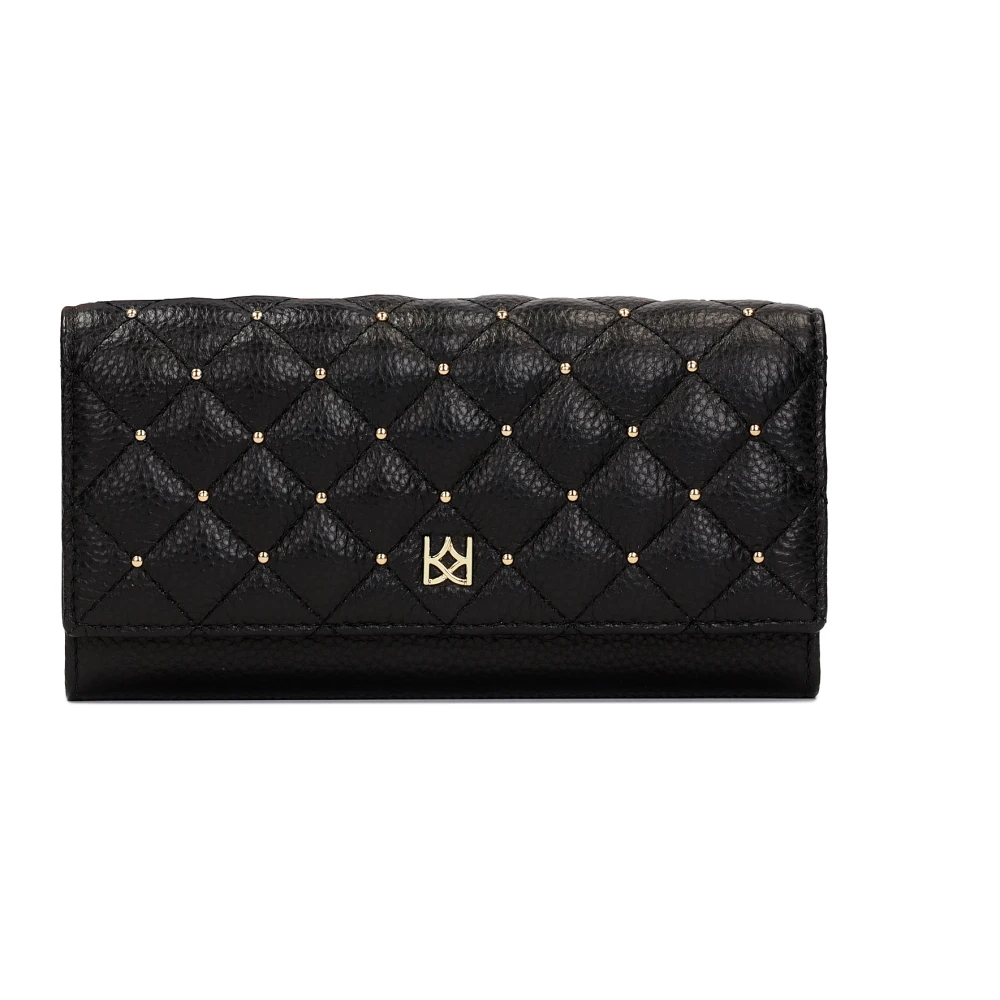 Kazar Elegante zwarte portemonnee met quilten en gouden strass Black Dames