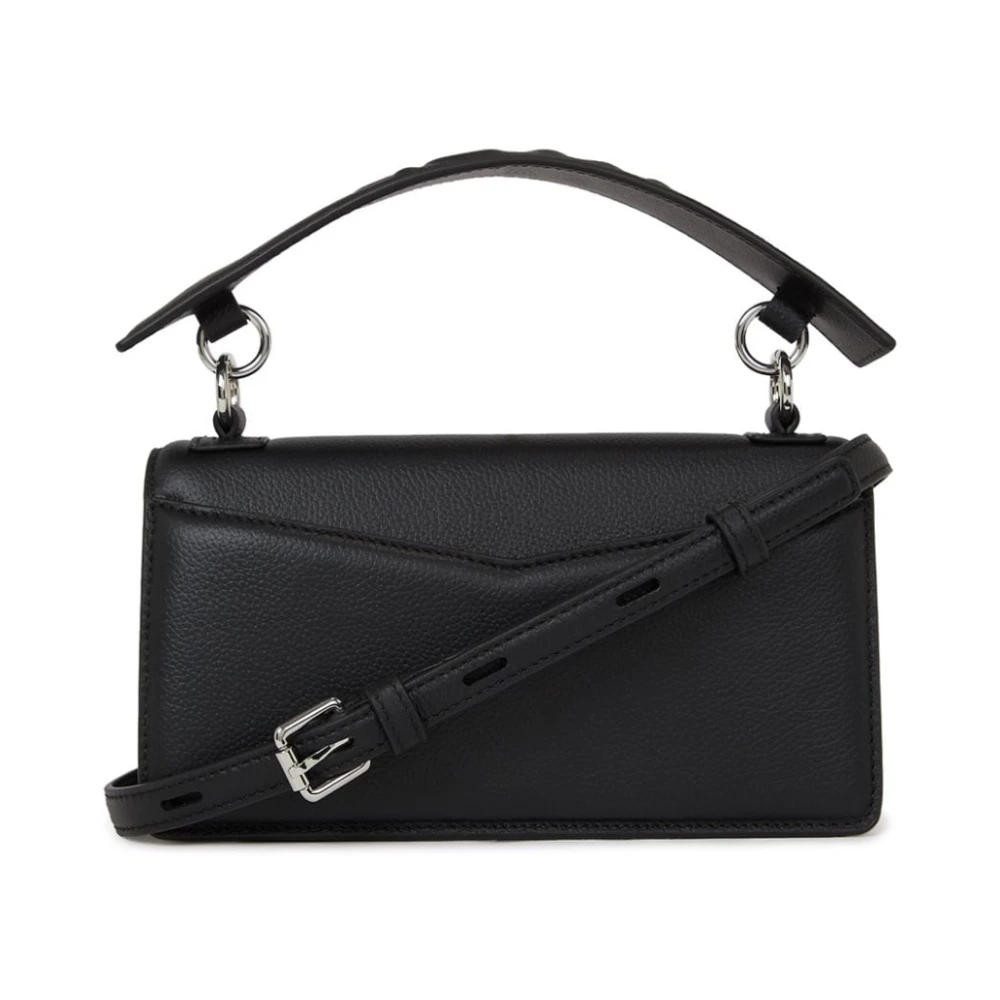 Karl Lagerfeld Korrelige Zwarte Schoudertas met Zilveren Logo Black Dames